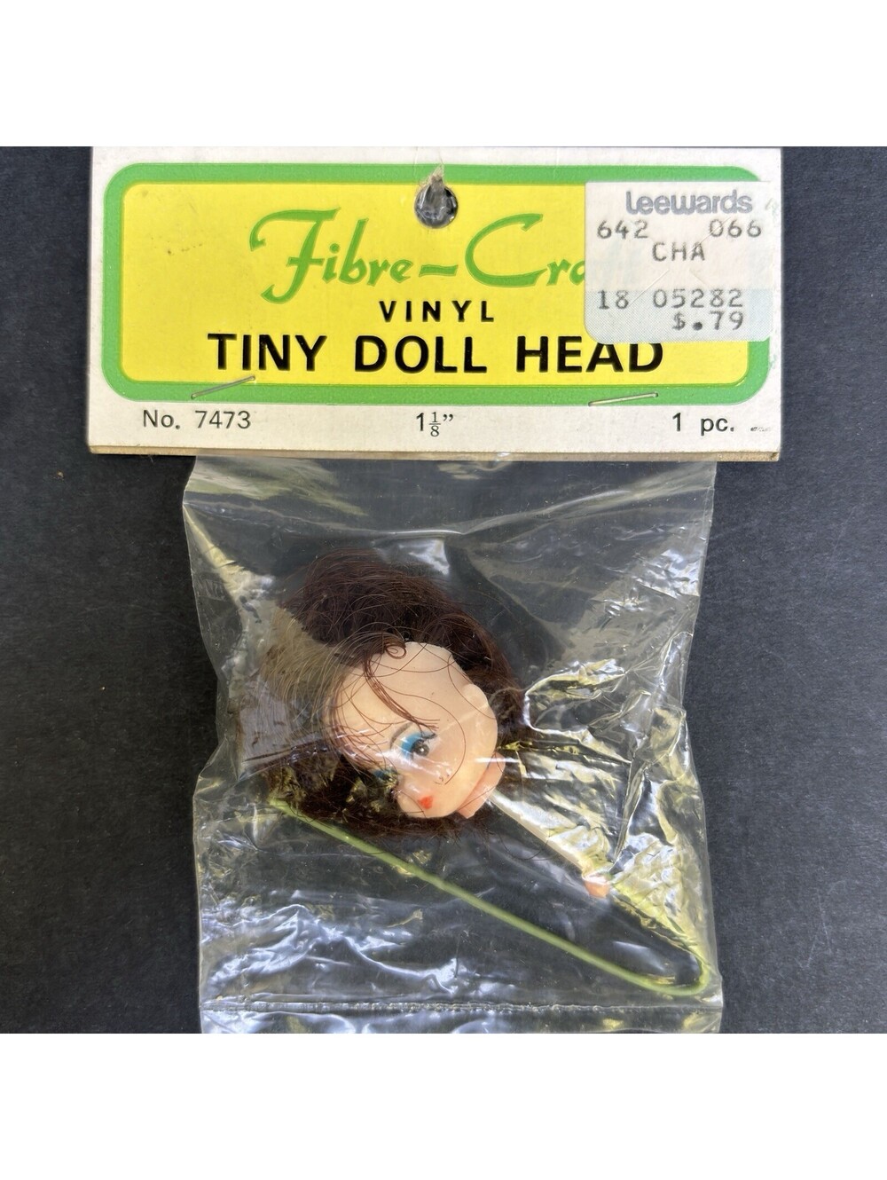 Fibre Craft New Vintage 7473 Doll Head Parts 1” Brown Bob Hair Girl